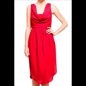 Karen Zambos cowl neck front silk dress